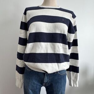Tommy Hilfiger - Blue and White Striped Long Sleeves Knit